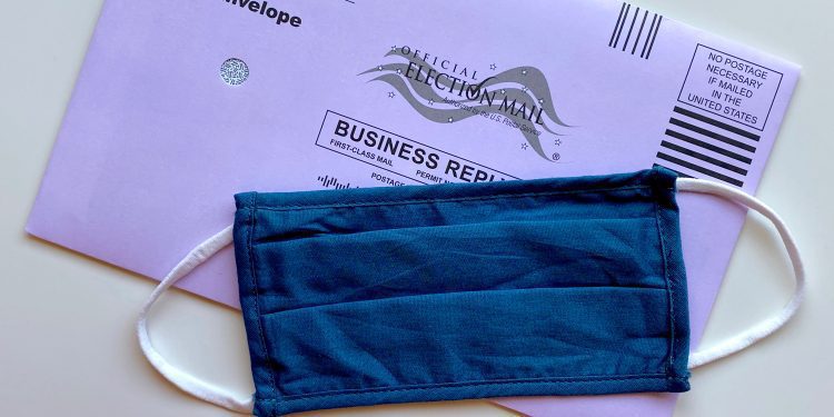 Absentee ballot with mask